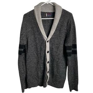 UNIONBAY Mens Cardigan Sweater M Y2K Wool Academia Varsity Preppy Tennis College